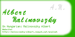 albert malinovszky business card